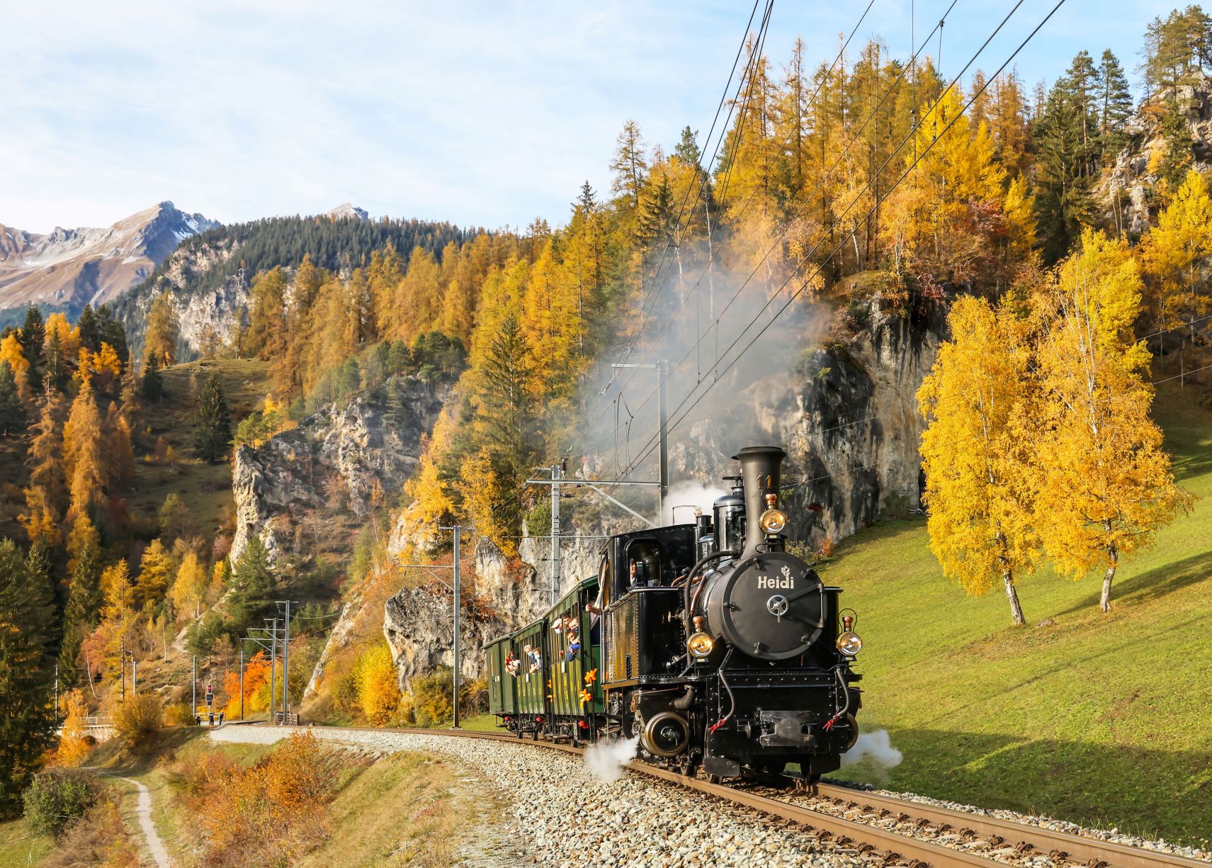 Dampfzug Heidi unterwegs im Albulatal — Foto: Rhätische Bahn 