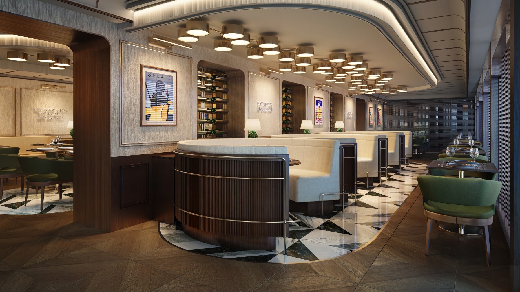 Italienische Küche im eleganten Eataly — Foto/Rendering: MSC Cruises