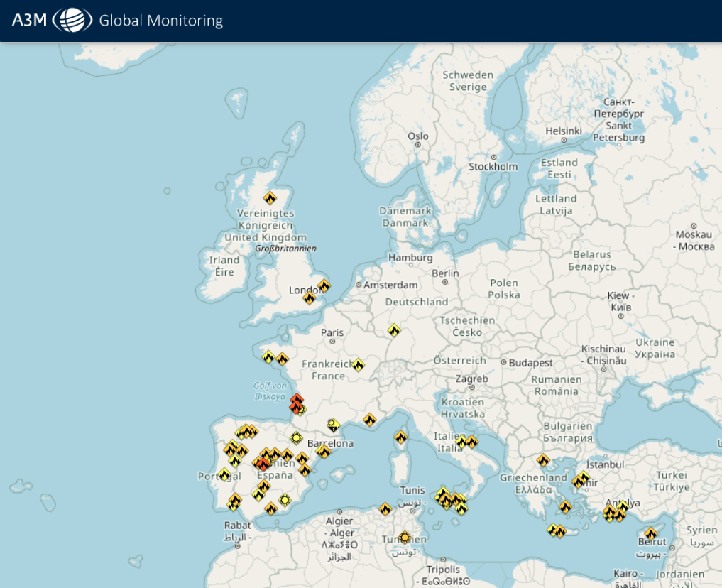 A3M Global Monitoring Risikokarte &mdash; Foto/Grafik: A3M Global Monitoring
