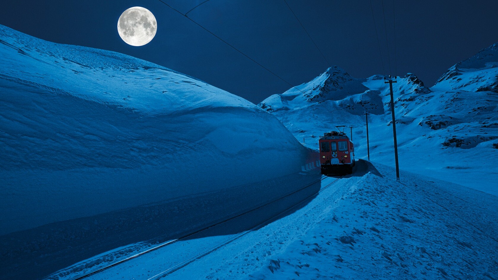 Vollmondfahrt der Rhätischen Bahn &mdash; Foto: Rhätische Bahn / Erik Süsskind  