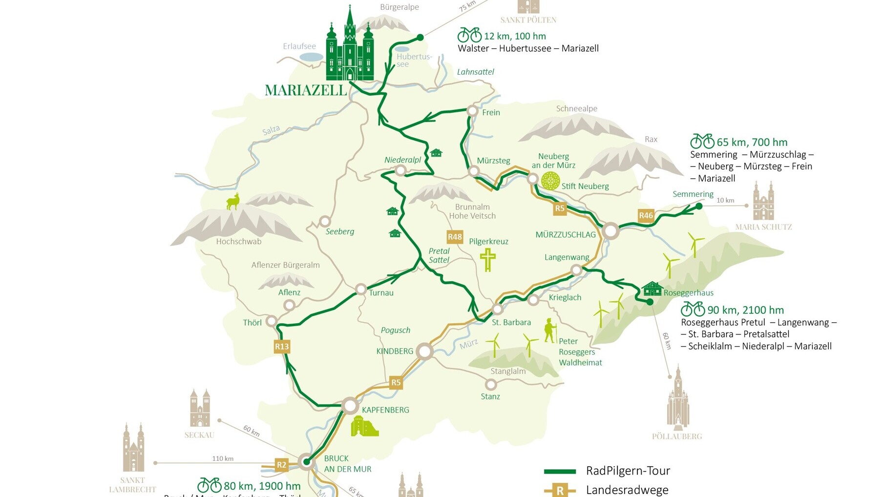 Vier Routen nach Mariazell — Foto: TV Hochsteiermark